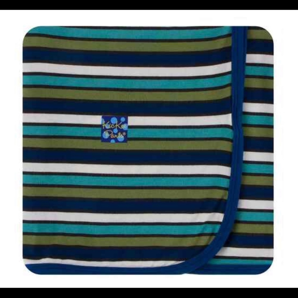 Kickee Pants Swaddling Blanket, Botany Grasshopper Stripe
